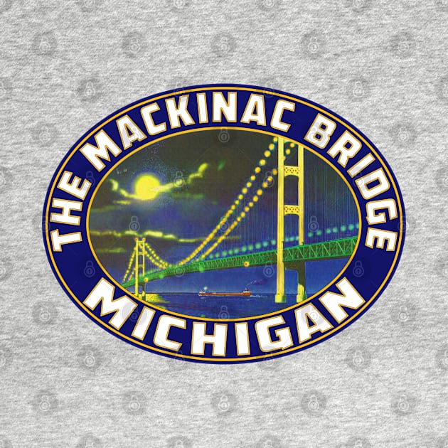 Mackinac Island Bridge Michigan Vintage by TravelTime